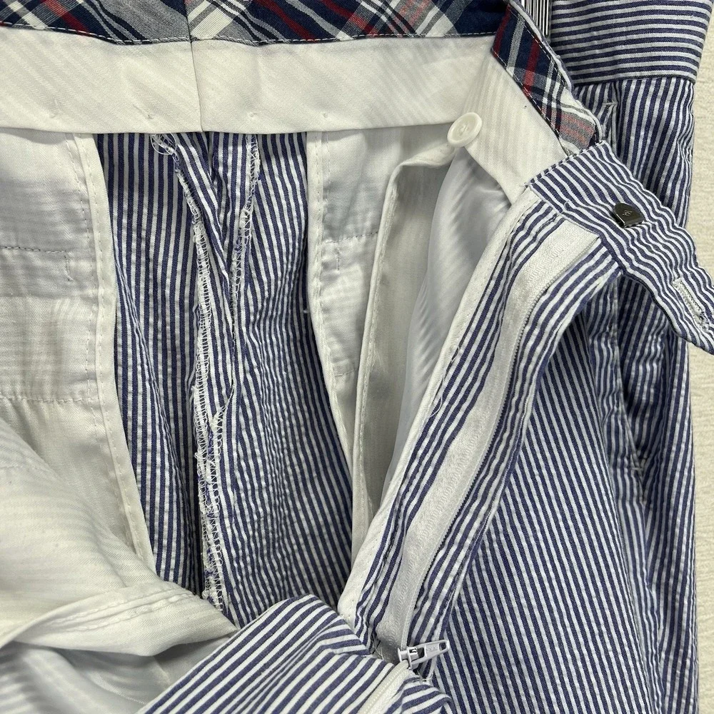 Alan‎ Flusser Seersucker Dress Pants Mens 36x30(35.5x28) Striped Cotton Trousers